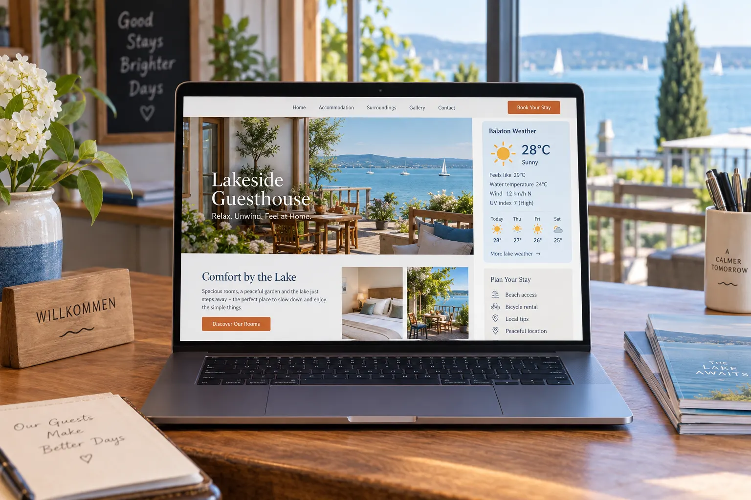 Lake Balaton weather widget embedded in the website of a lakeside accommodation