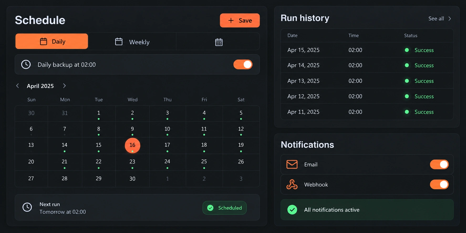 Automatische Backups planen und Benachrichtigungen einstellen